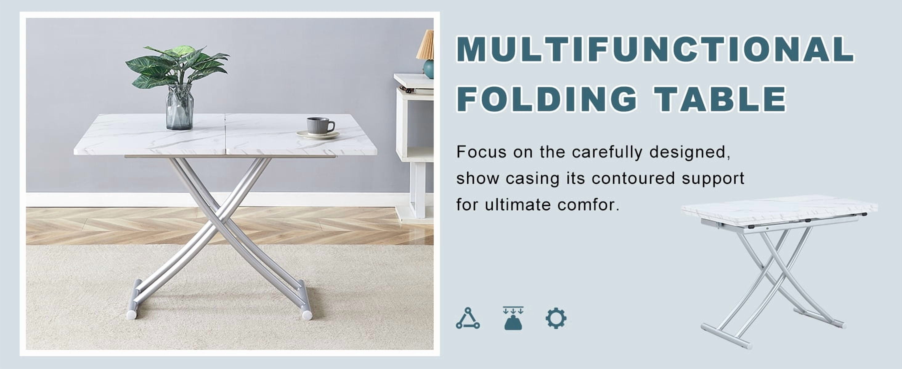 Multifunctional Lift Table With 0.8 Inch Thick Mdf Desktop And Silver Metal Legs, Can Be Used As A Dressing Table, Coffee Table, Dining Table, And Office Table.W1151126194