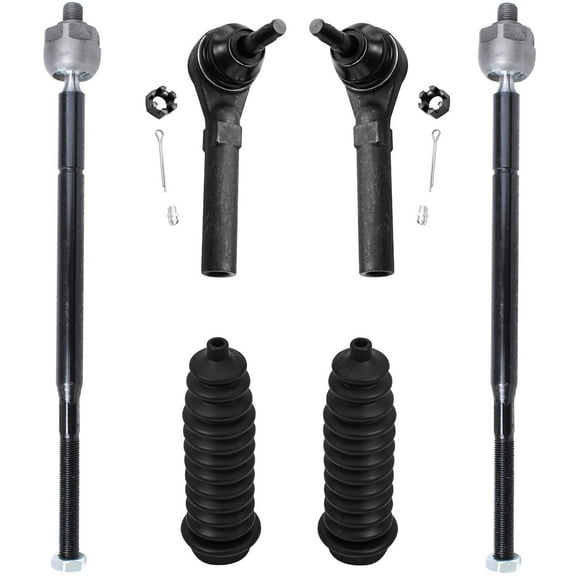 Detroit Axle - Front 6pc Tie Rods Kit for Chrysler Town & Country Dodge Grand Caravan VW Routan, 4 Suspension Outer & Inner Tie Rod Ends 2 Boots Replacement
