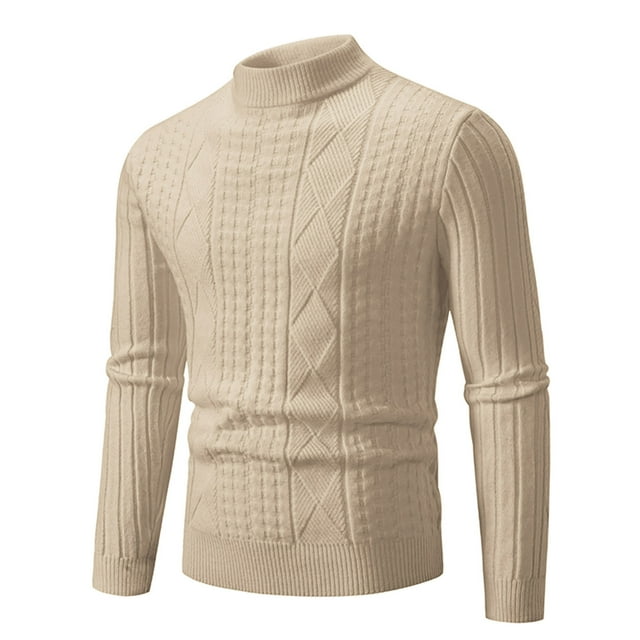 Besolor Men's Half Turtleneck Sweaters Casual Long Sleeve Cable Knit Pullover Sweater Soft Warm Textured Fall Winter Tops