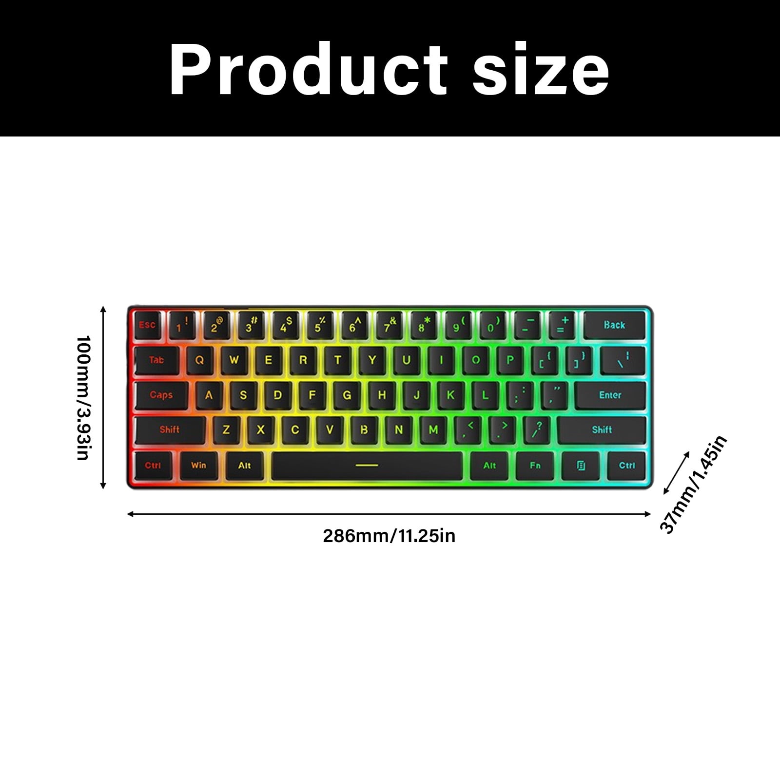 Corded Gaming Keyboard for LED Backlit Keycap Mechanical Keyboards 61 Keys Desktop Computer Keyboard