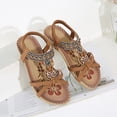 thumbnail image 6 of Womens Rhinestone Flat Sandals, Flower Print Hollow Out Women Sandals Flat Heel Bohemian Rhinestone Beads Anti Skid Sandals Walking Shoes for  Oceanside Holiday Outdoor, 6 of 11
