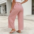 thumbnail image 5 of BUIGTTKLOP Pants for Women Drawstring High Waisted Casual Pants Striped Wide Leg Trousers with Pockets, 5 of 6