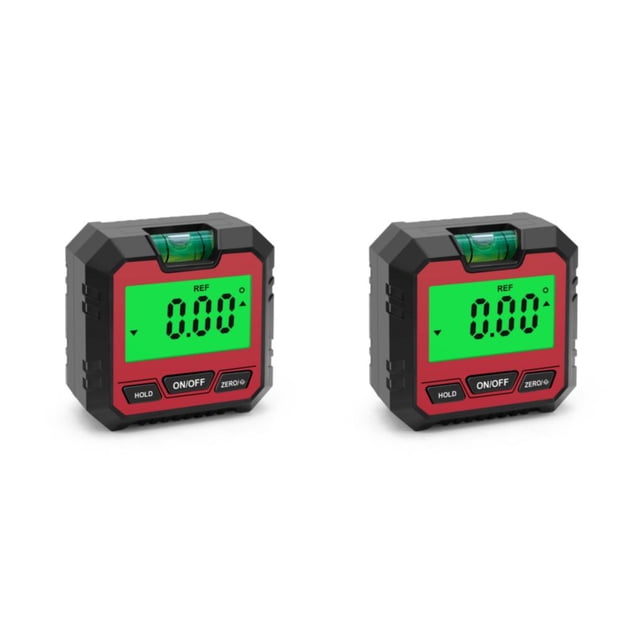Riwesomey Transportador de caja de nivel digital Medidor de niveles LCD de 490 ° Mini medidores de bisel con retroiluminación de base Type2 NO2