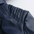 thumbnail image 6 of NARABB Women's LeatherJacket Womens Warm Long Sleeve Jacket Slim Winter Parkas Faux Leather Hoodless Dark Blue M, 6 of 9