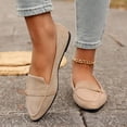 thumbnail image 4 of Women's Beige Suede Flat Loafers, Casual Slip-On Dress Shoes with Buckle Detail, 4 of 8