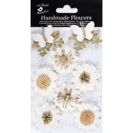 Little Birdie Arcadia Paper Flowers 8/Pkg-Ivory Pearl