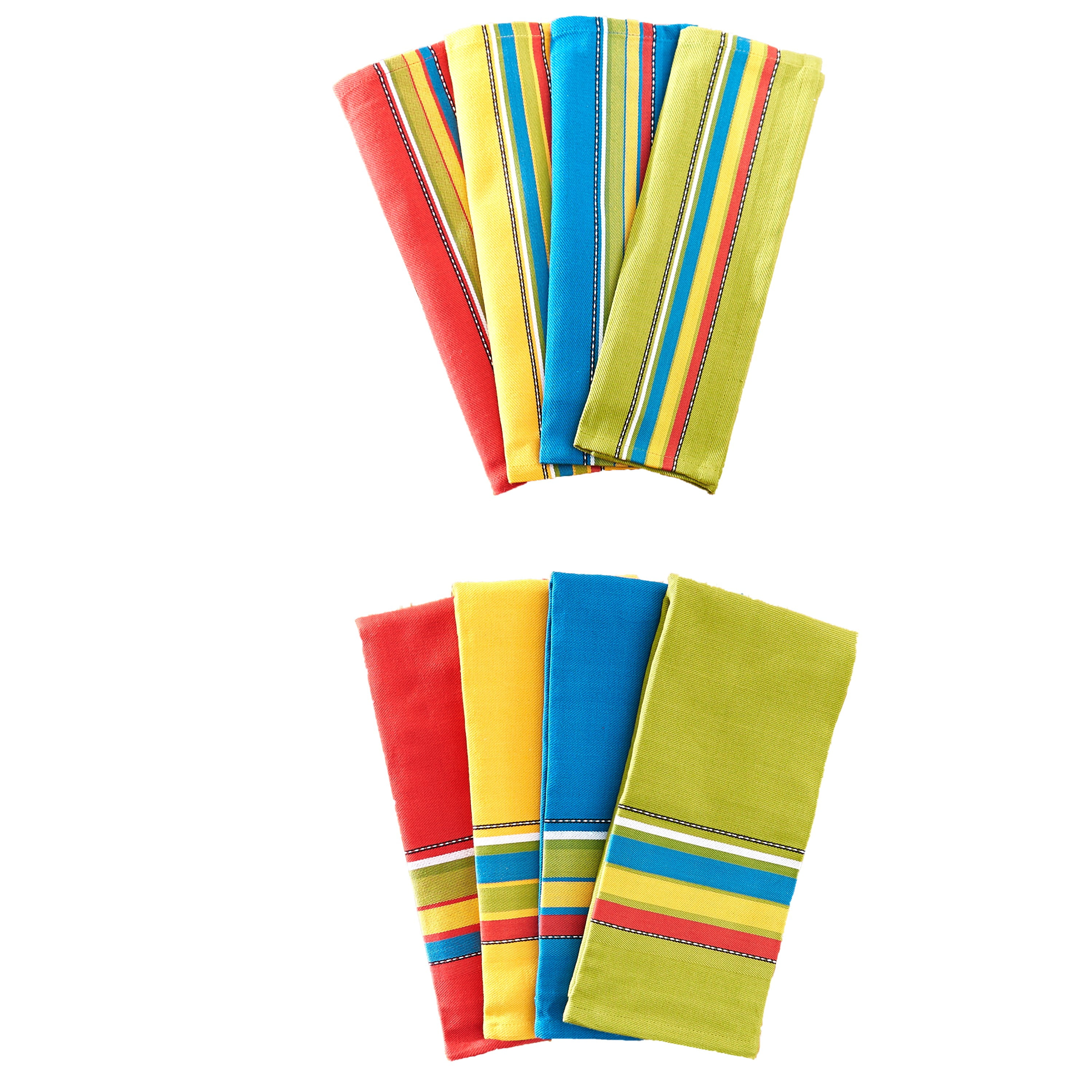 Vibrant Cotton Striped Kitchen and Bathroom Towel Set 8 Pieces