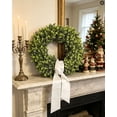 thumbnail image 5 of 20 Inch Patriotic Boxwood Wreath for Front Door, 4th of July Artificial Green Wreath with Stars & Stripes Ribbon, Memorial Day Independence Day Farmhouse Decor for Indoor Outdoor, 5 of 12