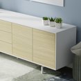 thumbnail image 3 of Atlas 78" x 28" Highboy Modern TV Stand Cabinet And Sideboard - White Frame, White Oak Door/Drawers, White Base, 3 of 8