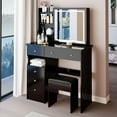 thumbnail image 3 of S-HOME Small Size 29.2" Left Drawer Desktop Vanity Table With Cushioned Stool And Brightness Adjust LED Mirror For Space Saving，Middle, 3 of 8