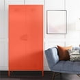 thumbnail image 3 of Pemberly Row 2 Door Tall Metal Locker Style Storage Cabinet in Orange, 3 of 10