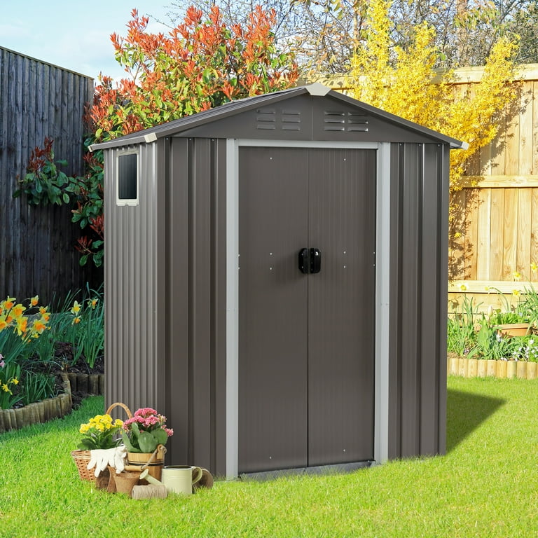 Sobaniilo 5x3x6FT Metal Garden Storage Shed, Lockable Door, Anti