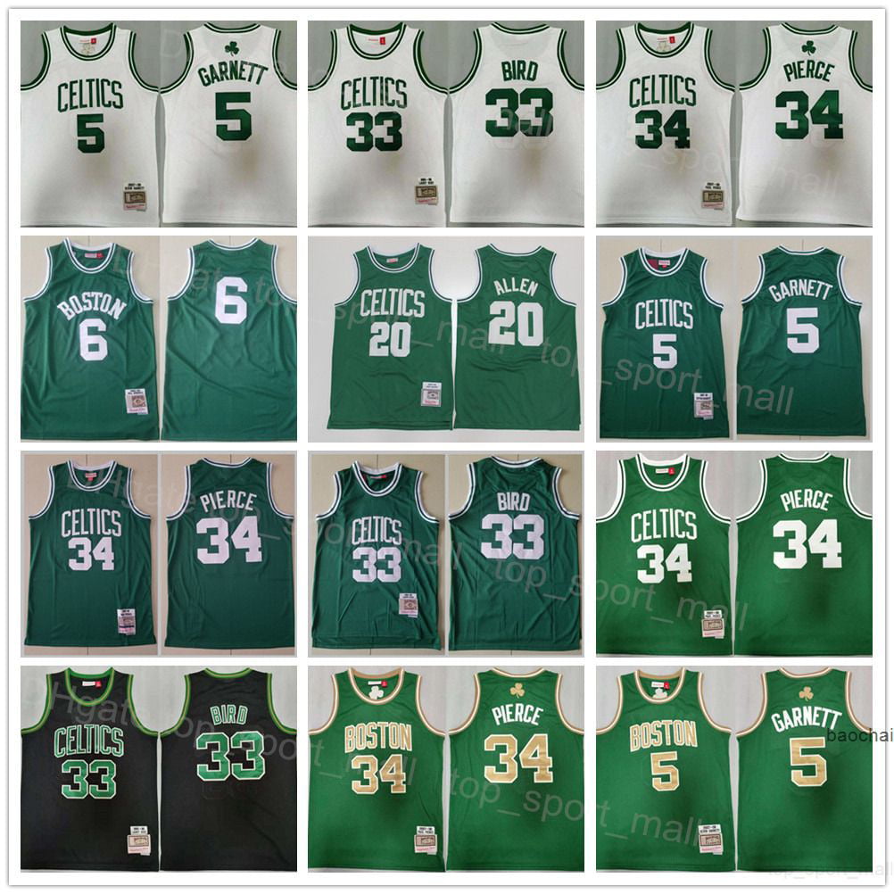 NBA_ Mitchell and Ness Retro Basketball Kevin Garnett Jersey 5 Ray Allen 20 Paul  Pierce 34 Larry Bird 33 Vintage Color Bl''nba''jerseys 