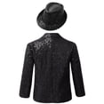 thumbnail image 2 of Manyakai Kids Boys Sequins Single Button Tuxedo Suit Jacket Coat Pageant Wedding Formal Lapel Blazer Black 10, 2 of 6