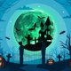 thumbnail image 1 of Txlixc poste de pared de luz nocturna de Halloween, decoración de luz nocturna de murciélago de bruja de luna 3D Txlixc  moda, 1 of 3