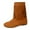 Brown, variant on Hidden Wedges Mid Calf Fringe Boots for Women Boho Winter Fall Studded Suede Round Toe Dress Cowgirl Booties Black Size 6