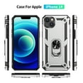 thumbnail image 5 of Dteck for Apple iPhone 14 6.1 inch, Magnetic Shockproof Metal Ring Kickstand Hybrid Support Car Mount Holder Armor Heavy Duty Case Cover, Silver, 5 of 8