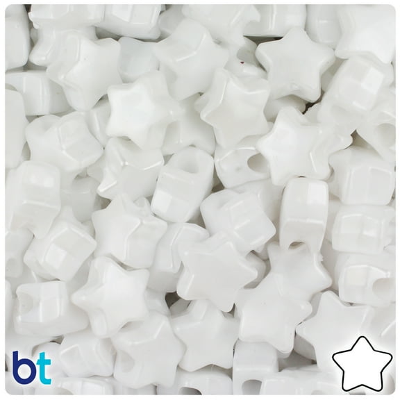 BeadTin White Pearl 13mm Star Pony Beads (250pcs)
