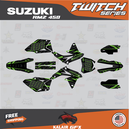 Kalair GFX Graphics Kit for Suzuki RMZ450 (2008-2017) Twitch Series Kalair GFX Graphics Kit for Suzuki RMZ450 (2008-2017) Twitch Series