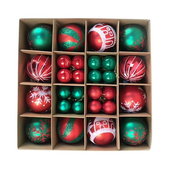 SuoKom Christmas Balls, 44Pcs Red & Green Christmas Balls Hanging Ornaments Shatterproof Delicate Baubles Set, for Home Holiday Party Xmas Tree Decor Gifts(1.2"/2.4" Combo)