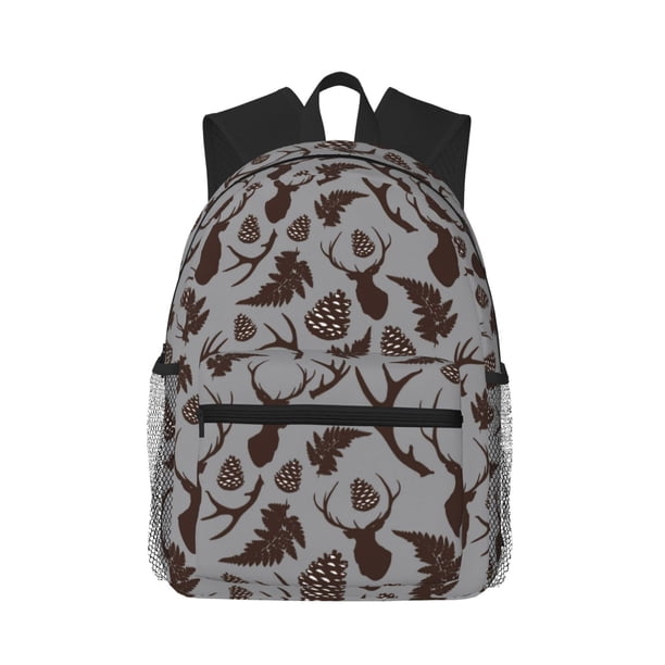 Disketp Brown Moose with Pinecones Mochila Ligera Clásica con Múltiples Bolsillos, Mochila Casual para Hombre y Mujer, Ideal para Escuela, Trabajo y Viajes