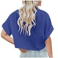 thumbnail image 6 of VEKDONE Linen Cropped Shirts for Women Summer Short Sleeve Button Lapel Tunics Tops High-Low Hem Casual Blouse with Pockets Solid Color Loose Fit Tees, 6 of 6