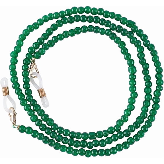 1 Box 1Pc 29 Inch Glasses Chain Beaded Eyeglasses Holders Around Neck Strap Necklace Lanyard Multifunction Stylish Green Beads Eyewear Retainer Chain for DIY Women Sunglasses Reading Glasses