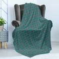 thumbnail image 4 of Geometric Soft Flannel Fleece Throw Blanket, Simple Abstract Lattice in Cold Tones Print, Cozy Plush for Indoor and Outdoor Use, 50" x 70", Petrol Blue Multicolor, by Ambesonne, 4 of 5