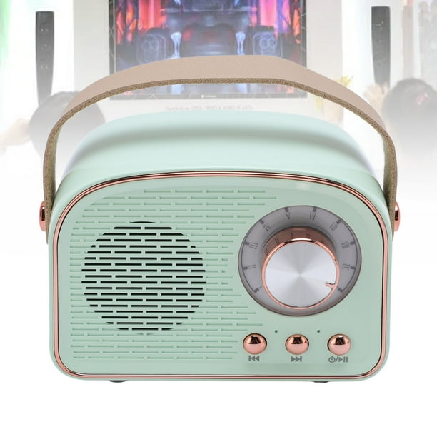 Altavoz Retro Vintage, Mini Altavoz Inalámbrico Portátil Con Sonido Cristalino, 5.0, Control De Perilla, De Cuero, Auxiliar, Emparejamiento TWS, Tarjeta U-Disk/TF, Soporte