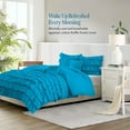 thumbnail image 2 of 500-Thread Count Egyptian Cotton 3-PCs Multi Ruffle Duvet Cover, With Zipper Closure & Corner Ties - OverSize King Plus Size ( 120" x 128" ) Inches, (Turquoise), 2 of 5