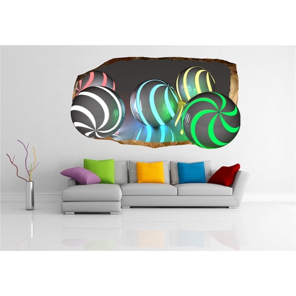 Startonight 3D Mural Wall Art Photo Decor All Colors Balls Amazing Dual View Wall Mural Wallpaper Bedroom Abstract Large 47.24 ‘’ By 86.61 ‘’