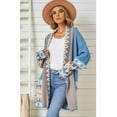thumbnail image 6 of Cardigan for Women Long Sleeve Contrasting Color Print Open Front Knit Oversized Cardigan Dark Blue M, 6 of 9