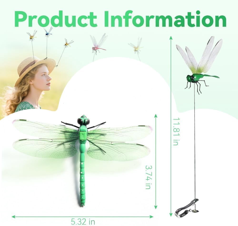 Dragon Fly Wasp Deterrent Outdoor, 3D Dragonfly Wasp Deterrent for Patio, Decorative Garden Stakes for Yard and Camping