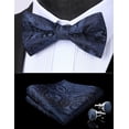 thumbnail image 5 of HISDERN Bow Ties for Men Floral Paisley Pre-Tied Bow Tie and Pocket Square Handkerchief Cufflinks Set, 5 of 8