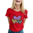 thumbnail image 1 of Fvwitlyh Chemises Cœur Femmes Mode Féminine pour Hauts Décontractés Manches Courtes Col Rond T-Shirt Imprimé Ample Rouge, TG, 1 of 5