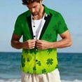 thumbnail image 6 of St Patrick's Day Shirts for Men Oversized Clovers Irish Shamrocks Printed Button Down Lapel Short Sleeve T Shirt Summer Casual Vacation Hawaiian Beach Blouse Top, 6 of 9