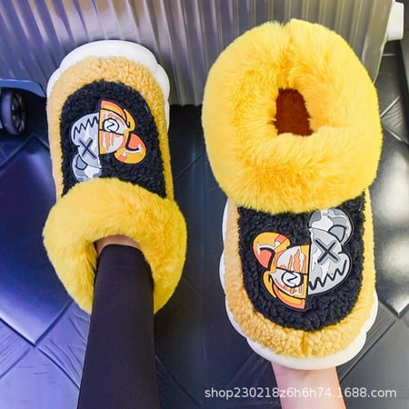 

CoCopeanut Winter Warm Hightop Plush Snow Boots Lovely Princess Women Thick Bottom Home Non-slip Slippers Couple 2022 Outdoor Cotton Shoes