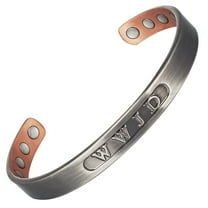 Wollet Magnetic Cuff Copper Bracelet for Men and Women, Length 6.3in, silver