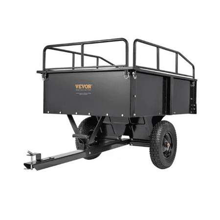 Heavy Duty Garden Wagon Cart On 4-Wheels, Steel Tow Behind Dump Cart,750 Lbs Garden Utility Carts with Removable Sides, 15 Cu.Ft. Utility Trailer for Lawn/Garden Mower, Tractor, ATV, UTV