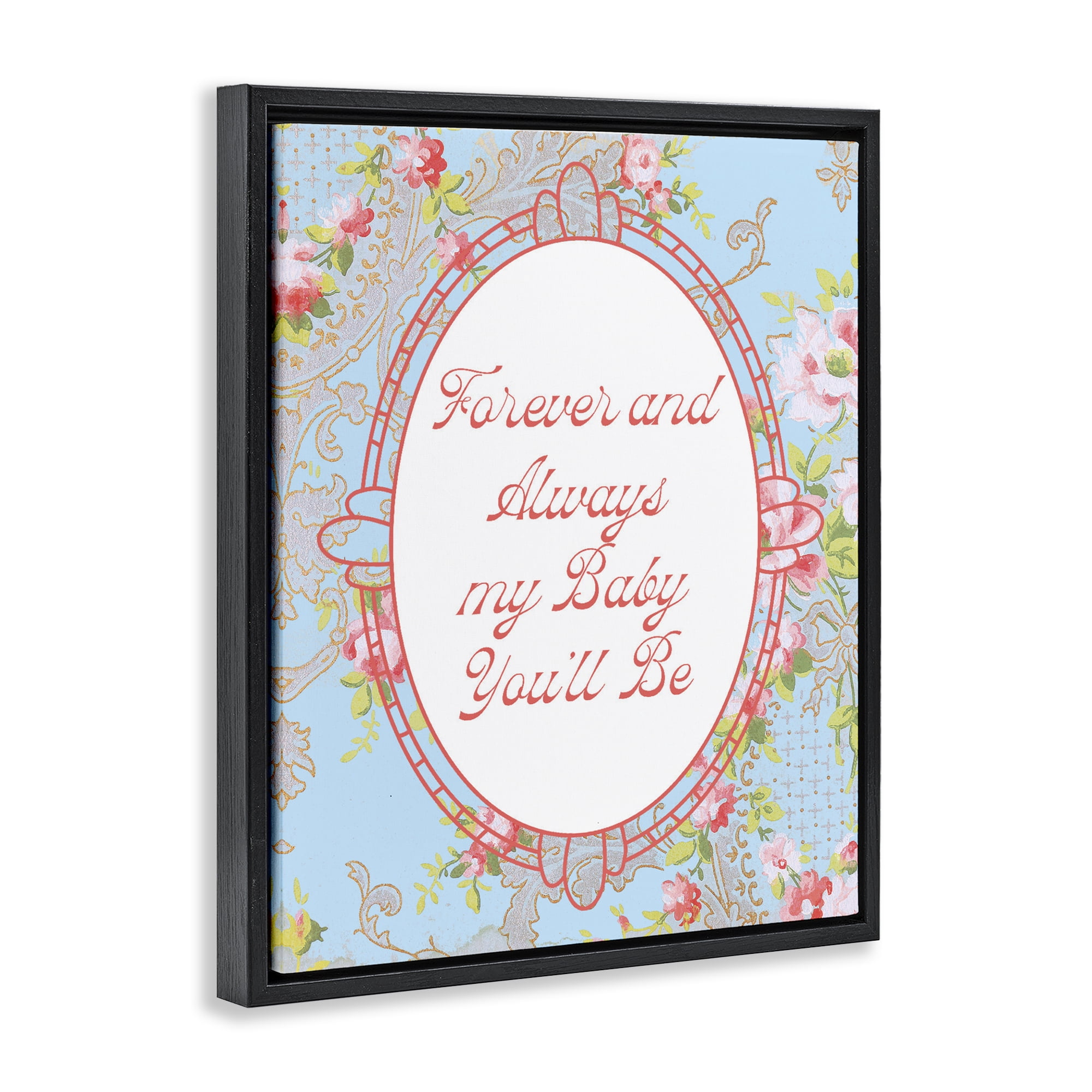 Stupell Industries Forever And Always My Baby Black Framed Floater Canvas Wall Art, design by Lil' Rue