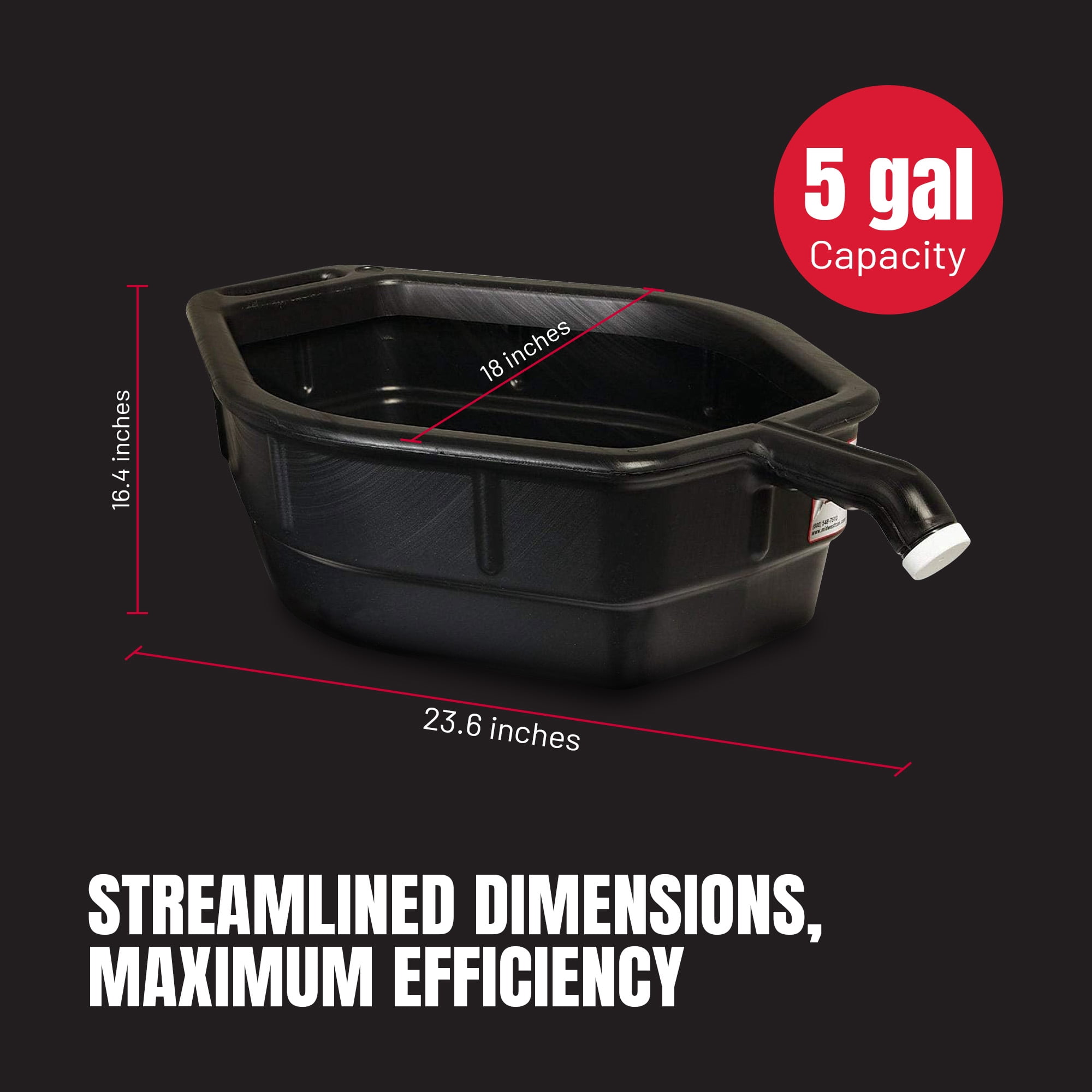 Midwest Can 5 Gallon Large Open Top Drain Pan w/ Back Handle & Front Spout