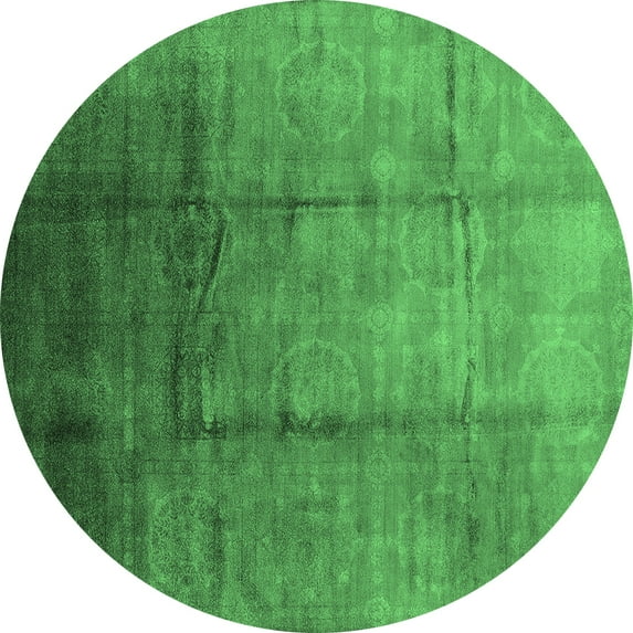 Ahgly Company Indoor Round Oriental Emerald Green Industrial Area Rugs, 8' Round