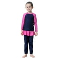 thumbnail image 5 of IBTOM CASTLE Kids Girls Muslim Swimsuit 3-Piece Top Pants Cap Full Cover Hijab Burkini Bathing Suit Islamic Arabic Modest Swimwear Sunsuit Beachwear 11-12 Years Navy Blue + Hot Pink, 5 of 8
