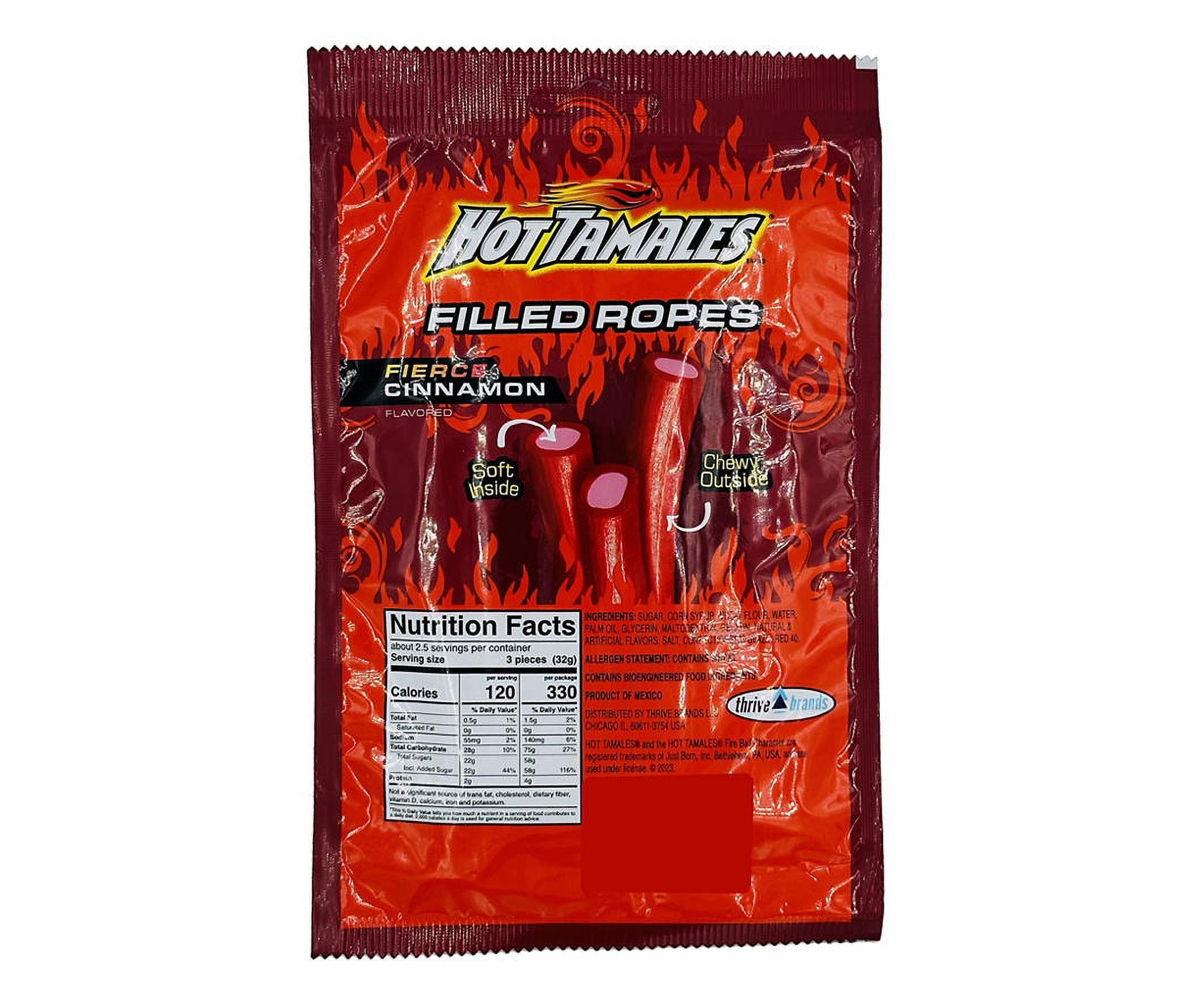Hot Tamales Filled Licorice Ropes, Fierce Cinnamon Flavored, 3 Ounce Bag - 12 Count Display Box