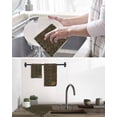 thumbnail image 5 of Brown Golden Floral Kitchen Dish Towels for Drying Dishes Set of 3, Modern Abstract Art Spring Flowers Waffle Weave Microfiber Hand Tea Bathroom Towels Quick Dry & Absorbent Towel 15.7x23.6, 5 of 7