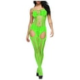 thumbnail image 2 of QENGING Pajamas for Women Solid Corsets One Piece Fishnet Netting Stockings Hollow Out Bodysuit Sleepwear for Home Party Outdoor, 2 of 8
