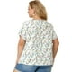 thumbnail image 5 of Women's Plus Size Blouse Floral Half Placket Short Sleeve Casual Tops White 3X, 5 of 7