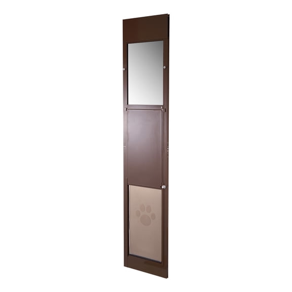 KFFKFF Adjustable Sliding Glass Dog Door, Fits Heights from 75 7/8 to 80 11/16 Inches, Durable Aluminum Frame with Rotating Hinges, Secure Lock, 13 5/8 x 23 5/8 Inch Flap, Ideal for Rental Homes