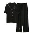 thumbnail image 2 of uublik Women's Pajamas Short Sleeve Button Down Sleepwear Nightwear Soft Pjs Lounge Sets, 2 of 5