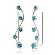 AERAVIDA Constellation Ice Blue Cubic Zirconia Glow Sterling Silver Ear Crawler Earrings